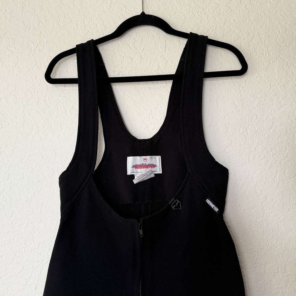 Obermeyer Vtg Black Overall Bib Snow Suit Sz 8 LONG Stirrup Wool Blend One Piece - Picture 2 of 12